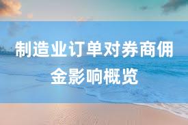 制造业订单对券商佣金影响概览